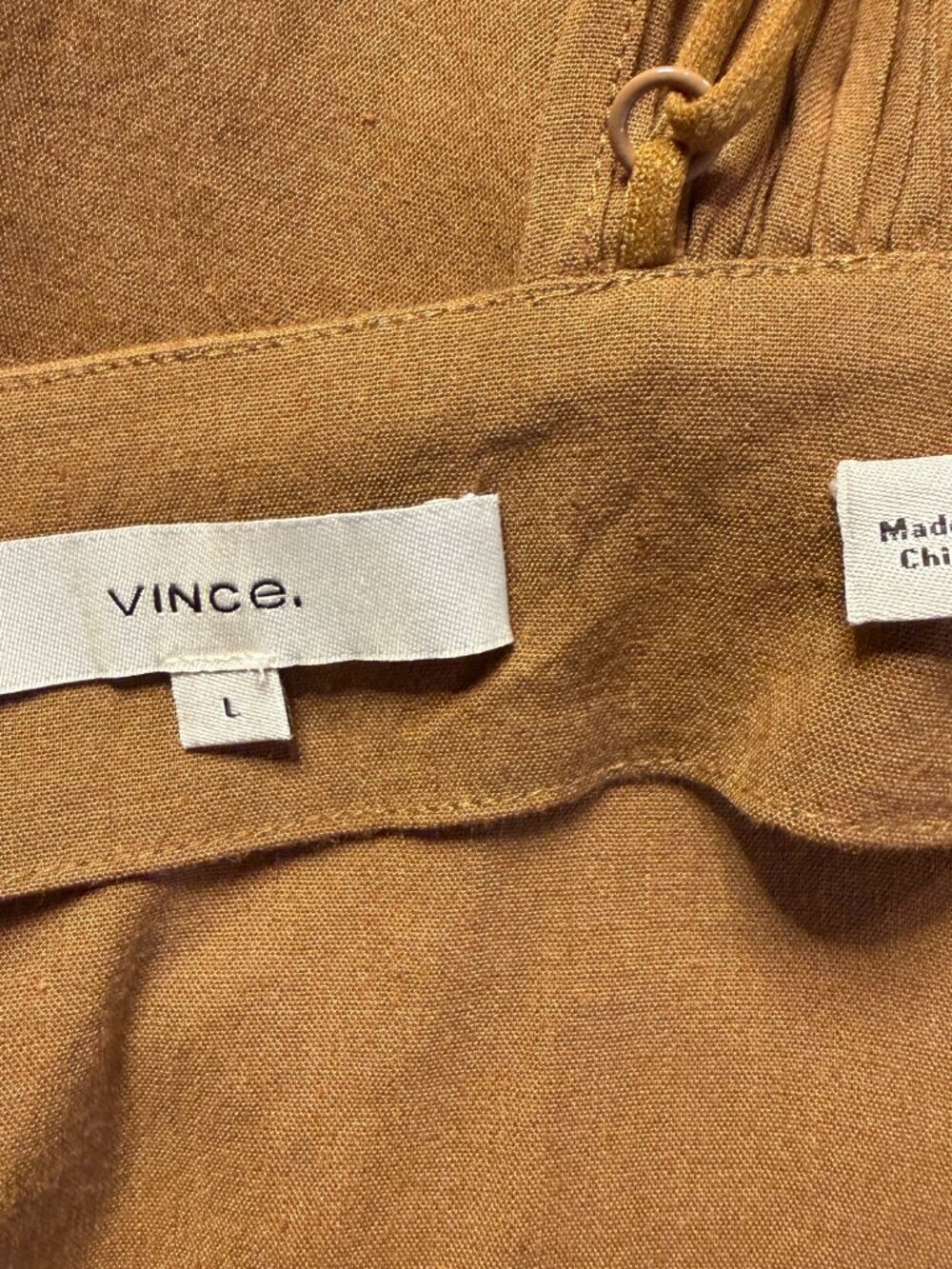 Vince Linen Square Neck A-Line Midi Dress Women's Large Brown Minimalist Chic - Picture 14 of 16